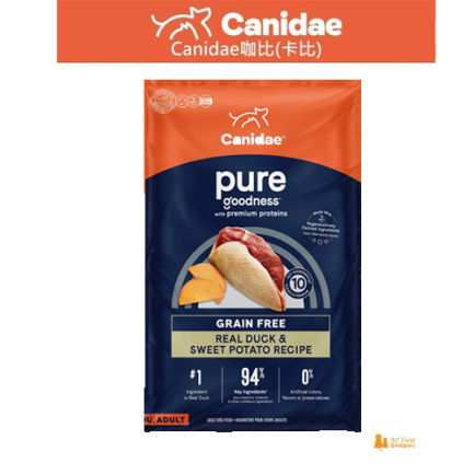 Canidae咖比(卡比) Pure Sky 無穀物鴨肉及甜薯配方成犬糧