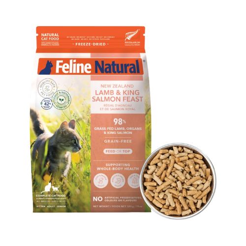 [香港正品行貨](買1包)K9 Feline Natural - Lamb&Salmon Feast 紐西蘭脫水鮮肉貓糧 - 羊肉三文魚盛宴 320g