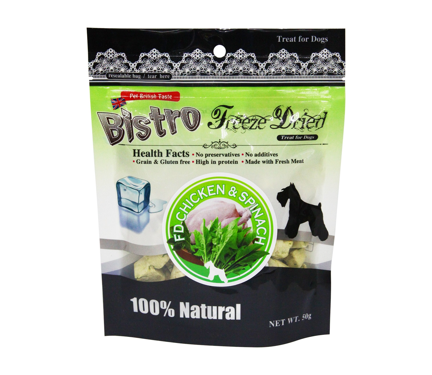 英國寶BT FD 脫水雞肉菠菜50g(狗用)