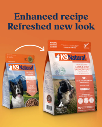 (會員優惠-購買3包或以上可以此優惠價購買)K9 Natural -Lamb and King Salmon Feast 紐西蘭脫水鮮肉狗糧 – 羊肉三文魚盛宴 (新舊包裝隨機發貨)