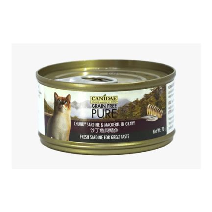 (原箱優惠24罐)Canidae咖比(卡比) Felidae Pure貓罐頭 - 沙丁魚與鯖魚70g (原箱24罐)