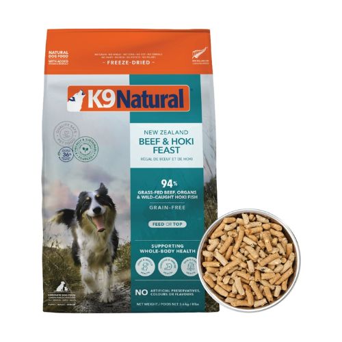 [香港正品行貨](買1包)K9 Natural – Hoki and Beef Feast 紐西蘭脫水鮮肉狗糧 – 牛肉藍尖尾鱈魚盛宴
