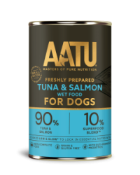 AATU 天然主食狗罐頭 吞拿魚&三文魚配方 400g (新舊包裝隨機發貨)