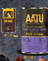 AATU 天然主食狗罐頭 豬肉&野豬配方 400g