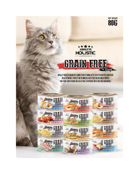 (套裝優惠)Absolute Holistic Grain Free 無穀物肉汁貓罐頭 80g (原箱24罐)
