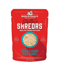 Stella & Chewys 美國狗濕糧 – 肉絲滋味包系列 – 放養雞+三文魚配方 2.8oz (原箱24包)