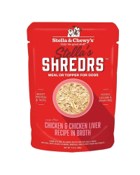 Stella & Chewys 美國狗濕糧 – 肉絲滋味包系列 – 放養雞+雞肝配方 2.8oz (原箱24包)