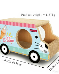 瓦通紙貓抓板附貓草(粉藍色雪糕車)