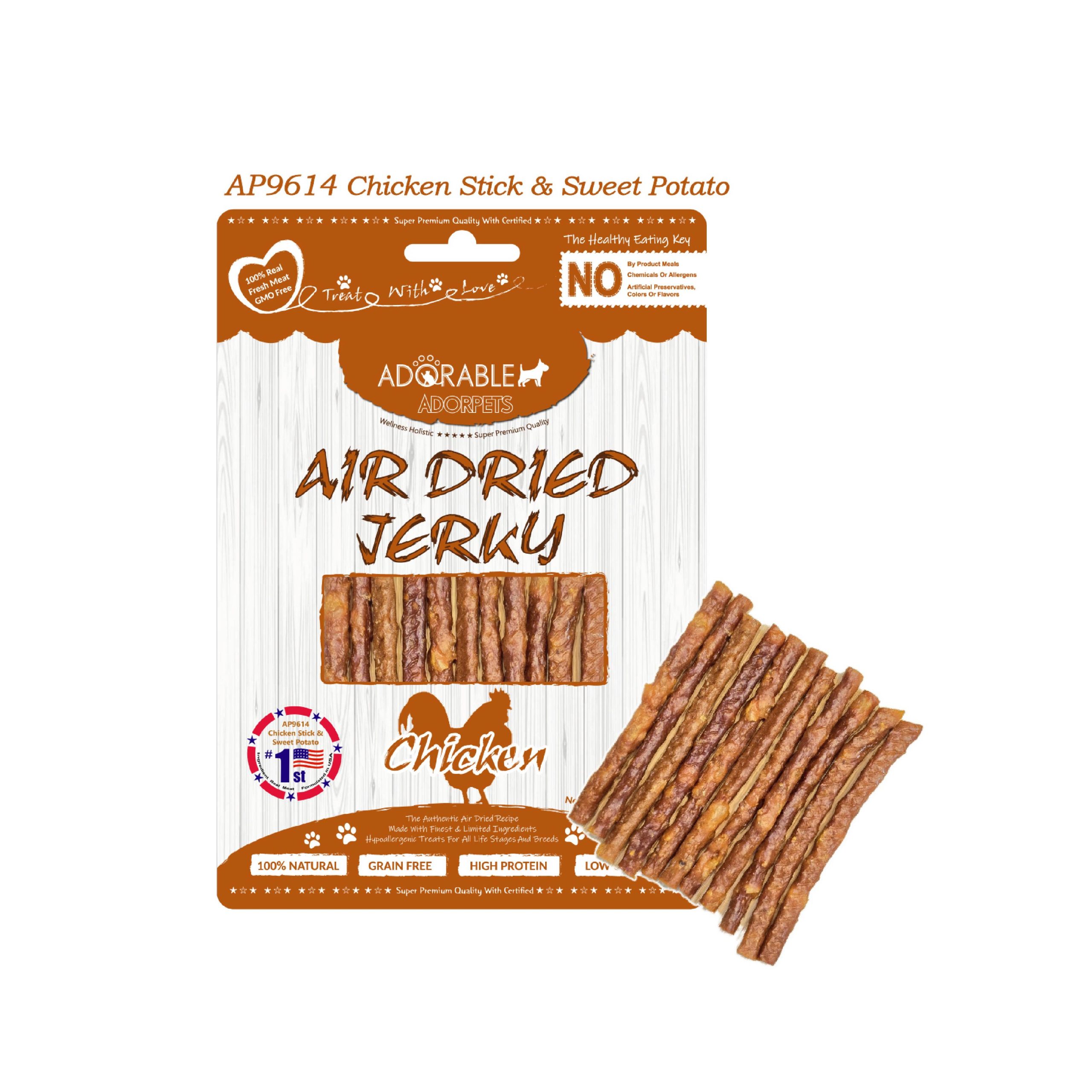 Adorable Adorpets Chicken Stick & Sweet Potato 天然無穀物風乾 甜薯粒雞肉條 100g