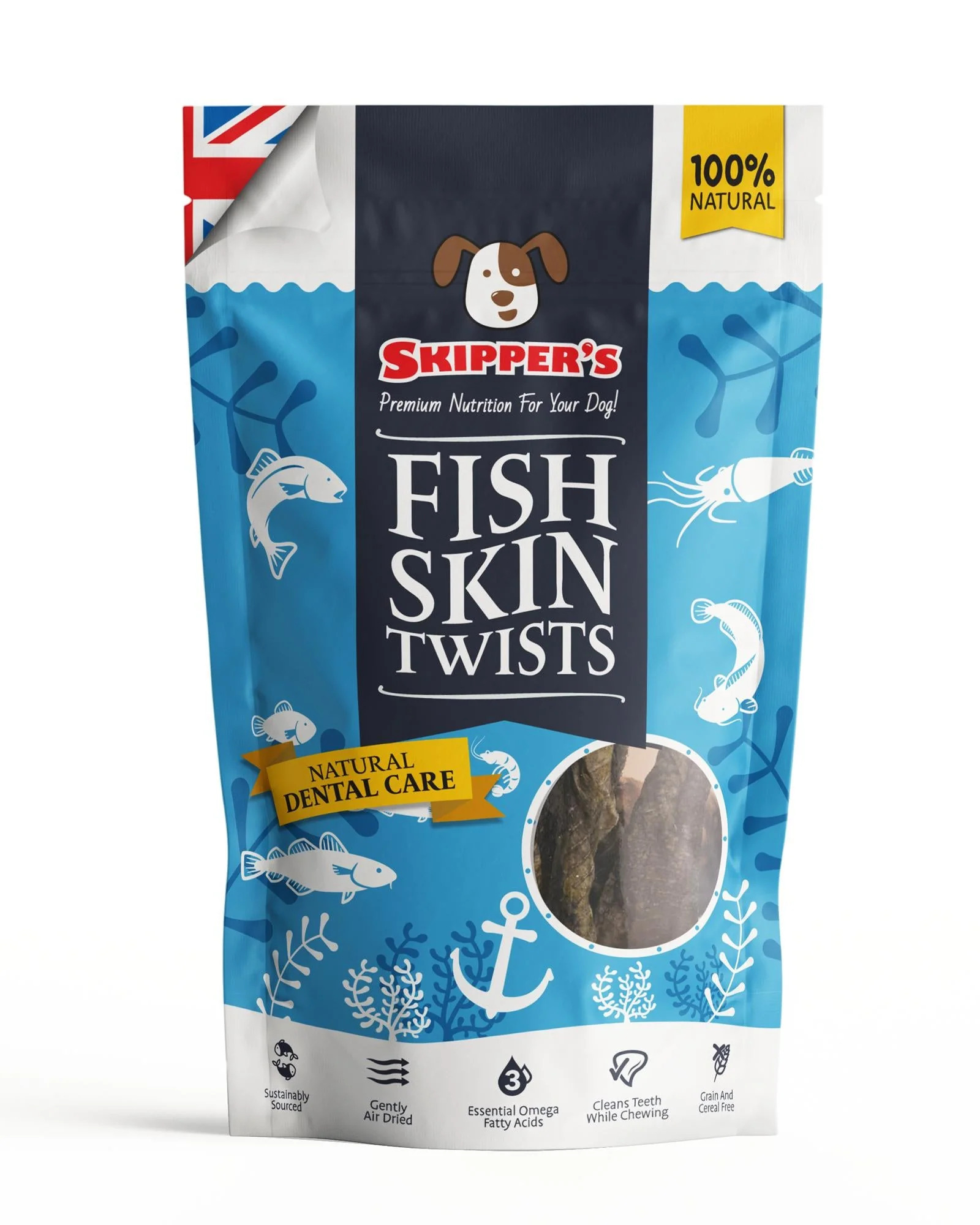Skipper’s Fish Skin Twists Short 天然膠原魚皮紐棒(短款) 200g