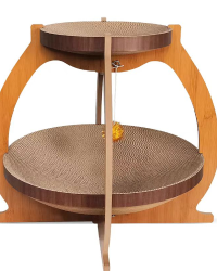 瓦通紙貓抓板附貓草(啡色兩層貓架)