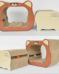 瓦通紙貓抓板附貓草(啡色貓頭型)