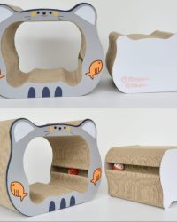 瓦通紙貓抓板附貓草(灰色貓頭型)