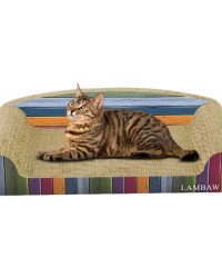 瓦通紙貓抓板附貓草(細梳化-七彩木紋)