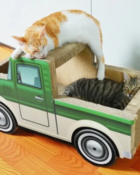 瓦通紙貓抓板附貓草(綠色貨車)
