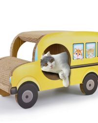 瓦通紙貓抓板附貓草(黃色校巴)