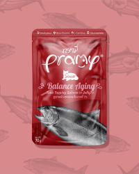 Pramy 功能性貓濕包 – 啫喱系列 (高級白肉吞拿魚+三文魚) 延緩老化 70g (一盒12包)