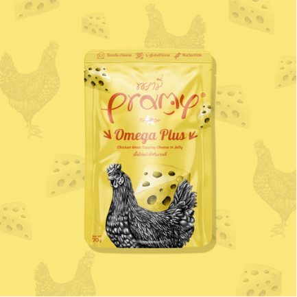 Pramy 功能性貓濕包 - 啫喱系列 (鮮嫩雞肉+芝士) - 多種奧米加酸 70g (一盒12包)