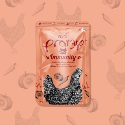 Pramy 功能性貓濕包 - 肉汁系列 (鮮嫩雞肉+南瓜+胡蘿蔔) - 提升免疫力 70g (一盒12包)