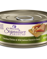 (套裝優惠24罐)Wellness Signature Select Ture Meat 名廚精選 真肉絲貓濕糧主食罐 – 三文魚拼雞肉粒 (可選容量)