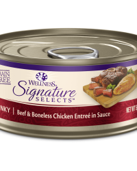 (套裝優惠24罐)Wellness Signature Select Ture Meat 名廚精選 真肉絲貓濕糧主食罐 – 牛肉粒拼雞肉 (可選容量)