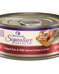 (套裝優惠24罐)Wellness Signature Select Ture Meat 名廚精選 真肉絲貓濕糧主食罐 – 鰹魚三文魚拼吞拿魚 (可選容量)