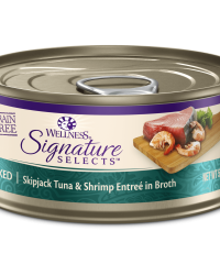 (套裝優惠24罐)Wellness Signature Select Ture Meat 名廚精選 真肉絲貓濕糧主食罐 – 鰹魚蝦肉拼吞拿魚 (可選容量)