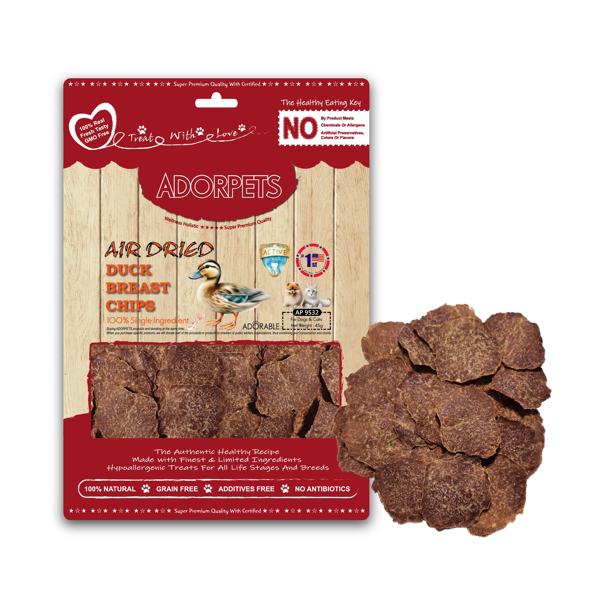 Adorable Adorpets Duck Breast Chips 天然無穀物風乾 精選鴨胸片 45g