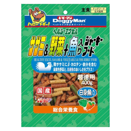 (8月限時優惠)滿$1200,即送:DoggyMan 野菜白身魚雞條/短裝雞肉野菜條 400g (款式隨機) 1包! (原價:$86)(此優惠可與其他會員優惠使用)