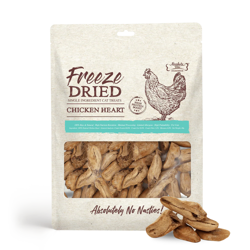 Absolute Chicken Absolute Bites Freeze Dried Chicken Heart 原粒凍乾雞心 40g (貓貓食用) - BC Pets ...