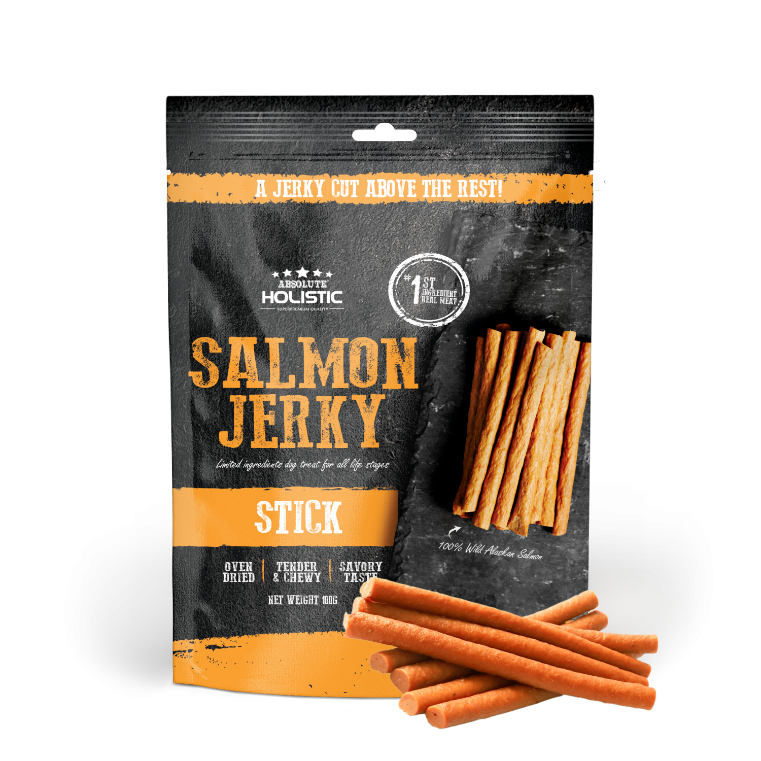 Absolute Holistic Oven Dried Salmon Jerky 烘乾鮮三文魚條 100g