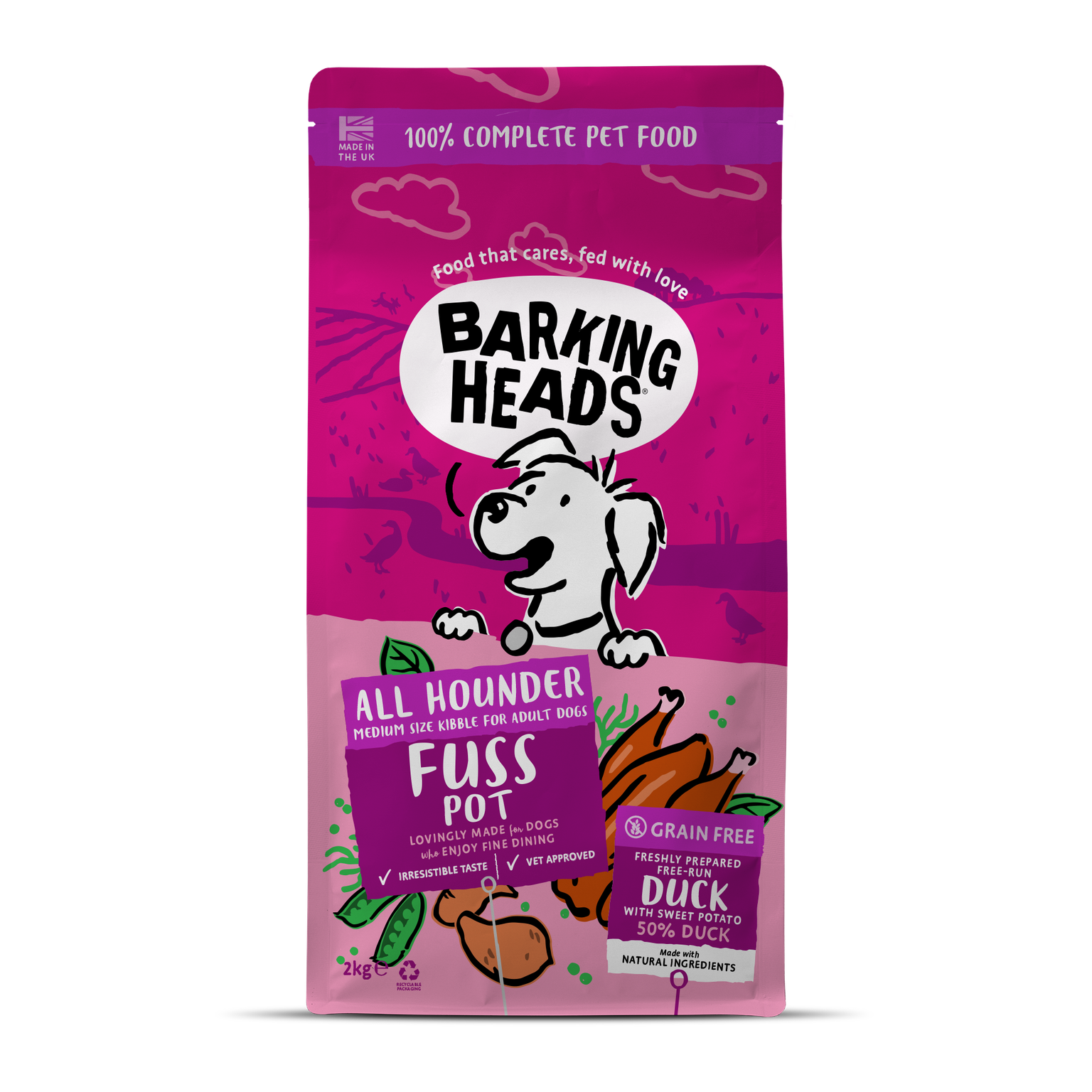 Barking Heads 全配方狗用主食乾糧系列 - Fuss Pot 無穀物成犬配方(放養鴨肉)