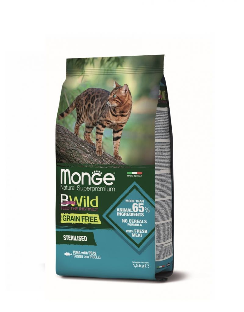 Monge B-Wild 無穀物野生系列 吞拿魚豌豆配方絕育成貓糧 1.5kg