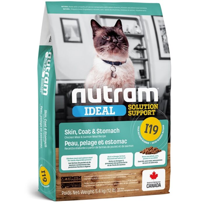 Nutram紐頓 I19 Ideal Solution Support 功能性改善系列 雞肉+三文魚抗皮膚、腸胃敏感全貓糧