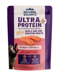 (原箱優惠24包)Natural Balance Ultra Protein Plus Puree Topper 超‧頂級貓肉泥佐餐濕包 – 三文魚南瓜肉泥(皮毛和消化健康) 2.4oz x24