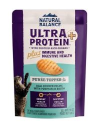 (原箱優惠24包)Natural Balance Ultra Protein Plus Puree Topper 超‧頂級貓肉泥佐餐濕包 – 雞肉南瓜肉泥(免疫和消化健康) 2.4oz x24