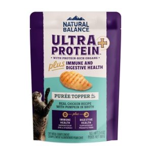 (原箱優惠24包)Natural Balance Ultra Protein Plus Puree Topper 超‧頂級貓肉泥佐餐濕包 – 雞肉南瓜肉泥(免疫和消化健康) 2.4oz x24
