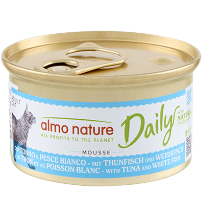 Almo Nature Daily Complete Mousse 慕絲主食成貓罐頭 - Tuna & White Fish 吞拿魚+鱈魚 85g