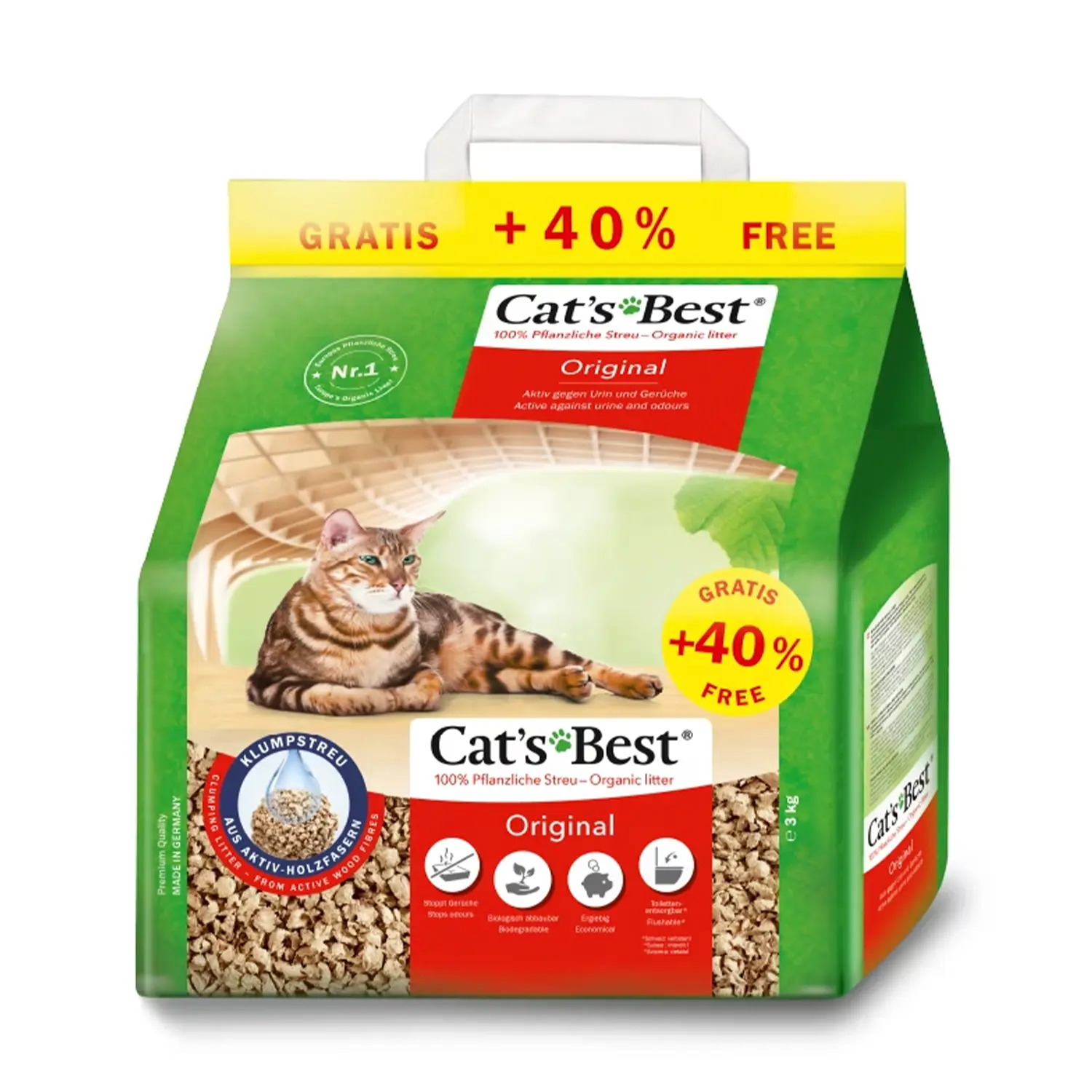 Cat's Best 黏結吸臭木貓砂 3kg/5+2L