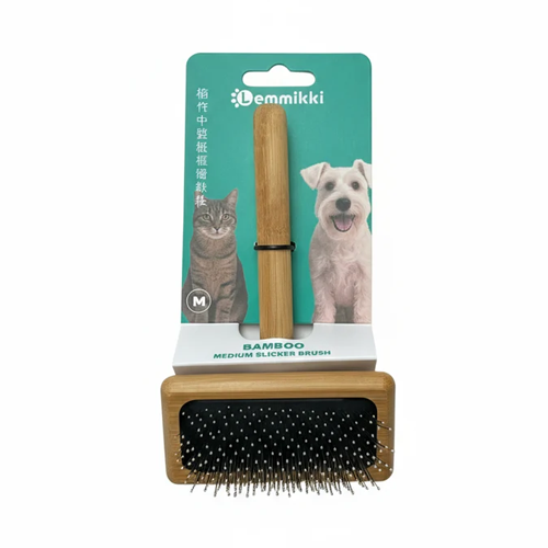 Lemmikki Bamboo Curved-Pin Slicker Brush (M)