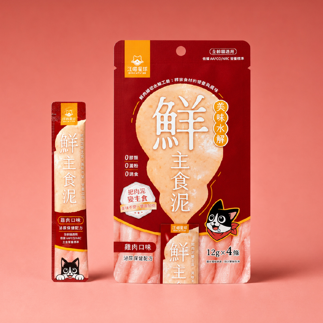 汪喵星球 貓用美味水解鮮主食泥 - 雞肉 12gx4