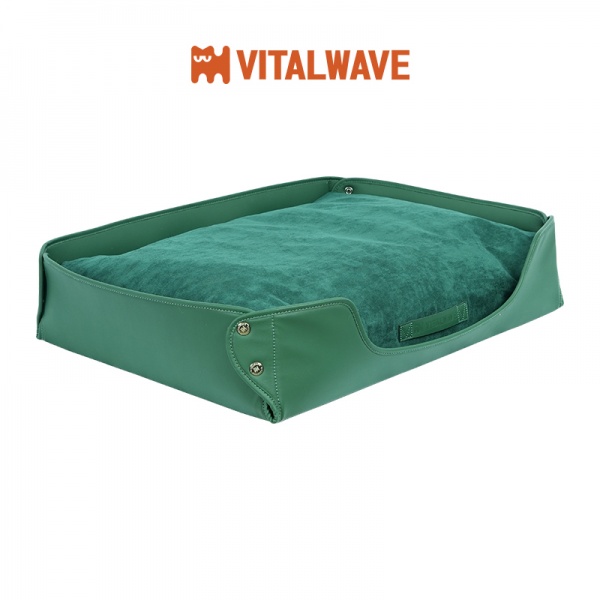 VITALWAVE 皮革絨感寵物矩形窩墊 芳春綠