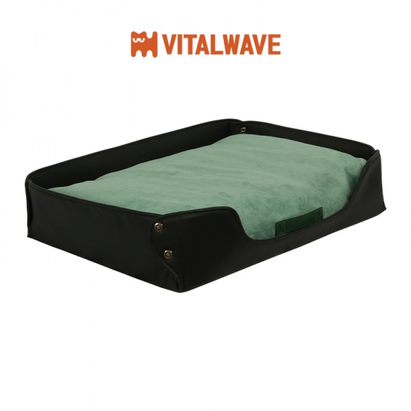 VITALWAVE 皮革絨感寵物矩形窩墊 玄冬黑