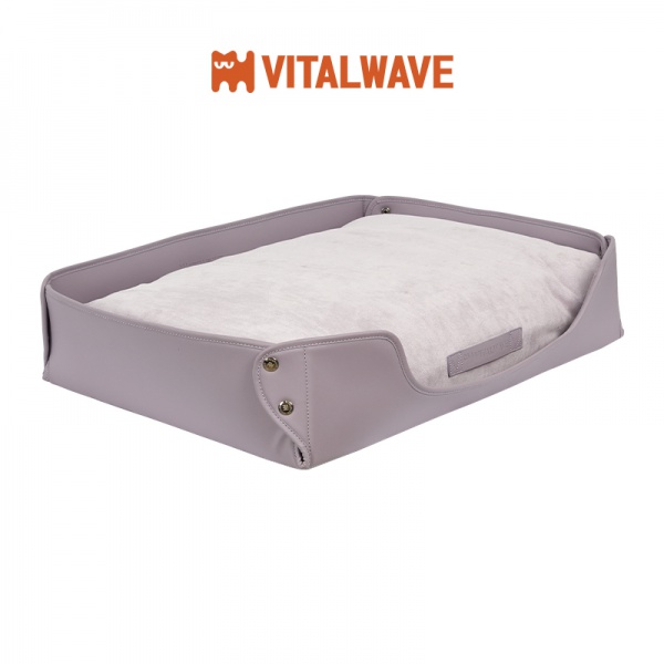VITALWAVE 皮革絨感寵物矩形窩墊 素秋紫
