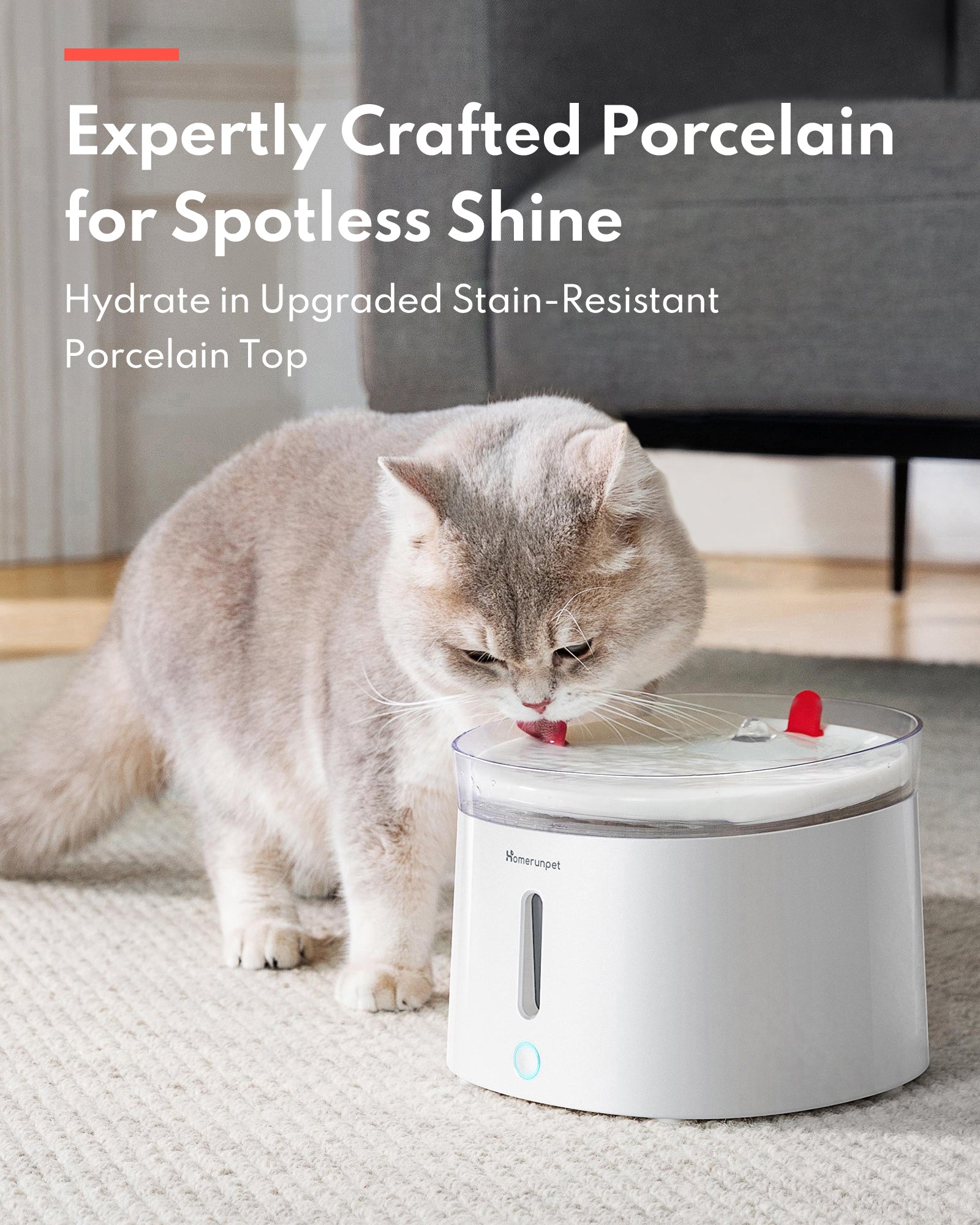 homerunPET Pet Fountain Porcelain + Wireless UVC Pump (CF20) 三代無線水泵殺菌飲水機