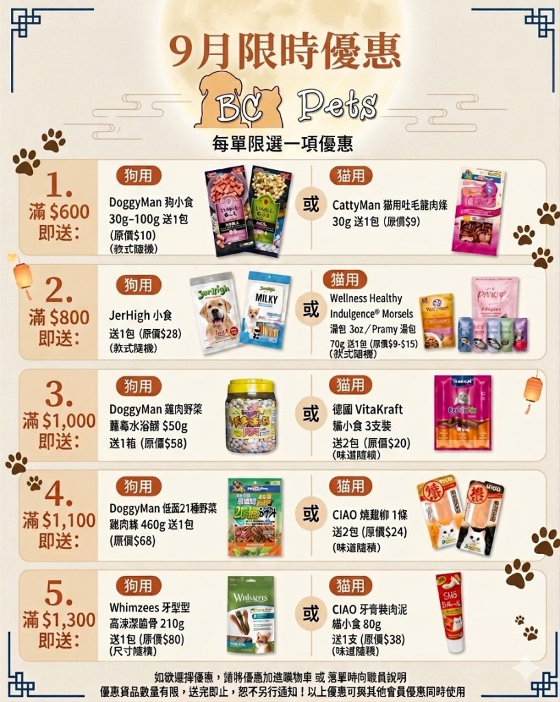 BC Pets 9月限時優惠