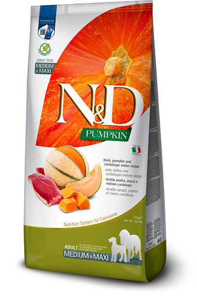 Farmina N&D Pumpkin 天然南瓜無穀系列狗糧Duck & Cantaloupe Maxi 鴨肉哈蜜瓜 (大顆粒)