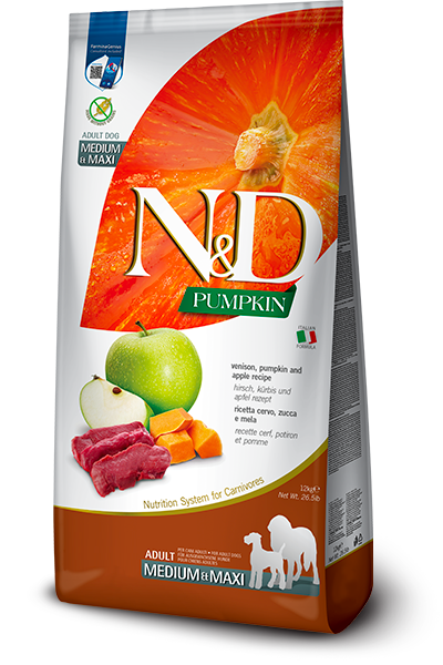 Farmina N&D Pumpkin Natural Grain-Free Dog Food – Venison Green Apple Maxi (large kibble)