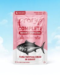 Pramy 功能主食餐包 肉汁系列 – 高級白肉吞拿魚+蟹肉 室內貓+絕育配方 60g